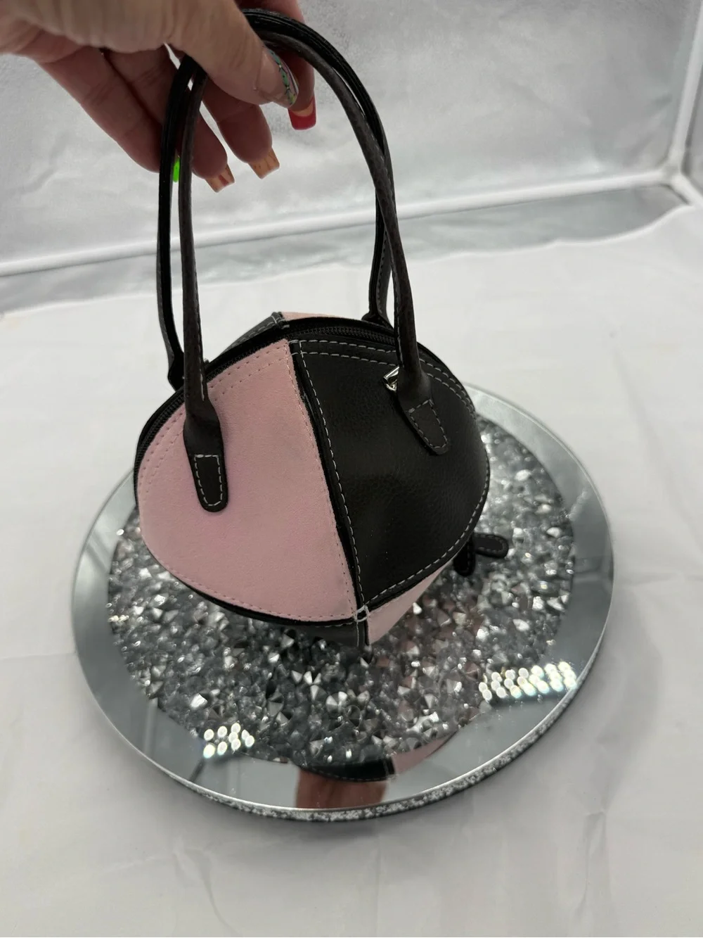Aldo Pink and Black Two-Tone Dome Baby Bag